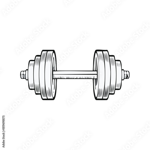 Illustrated dumbbell design for fitness and weight training concepts