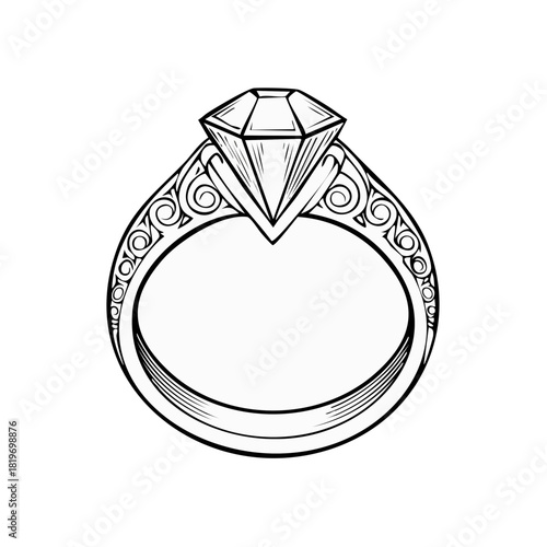 Elegant engagement ring with a diamond vector illustration.