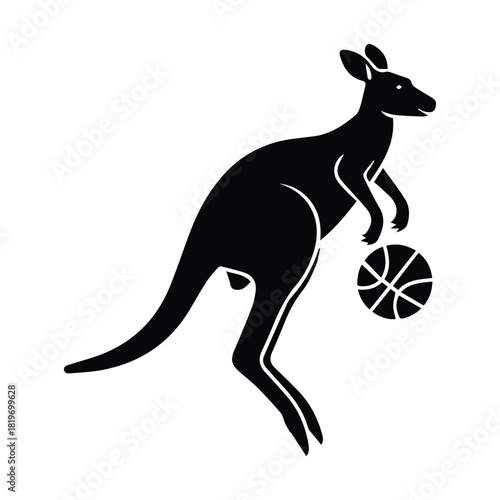 Kangaroo dribbling basketball vector icon. sports animal mascot illustration. Vector, illustration