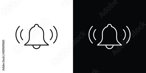Bell icons vector symbol with editable stroke lines for web designs