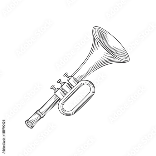 Vintage Trumpet Illustration Detailed Engraving Style for Musical Themes