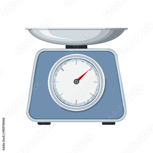 Blue Kitchen Scale with Stainless Steel Bowl Displaying Weight Measurement