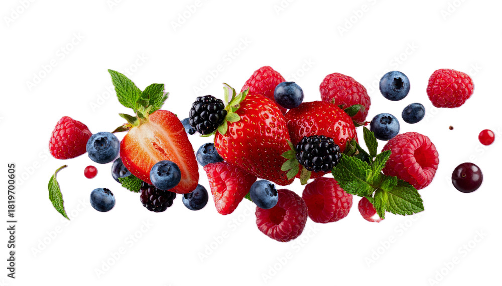 Obraz premium Dynamic Berry Blend, Flying Cut Out Elements