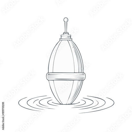 Fishing float bobber floating on rippling water illustration