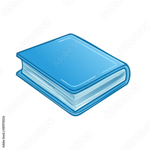 Closed blue hardcover book illustration, simple and clean design