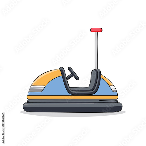 Vibrant cartoon bumper car illustration a fun amusement park ride with blue yellow and black colors