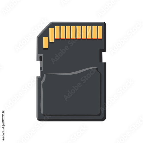 Illustration of a digital memory card isolated for data storage and retrieval.