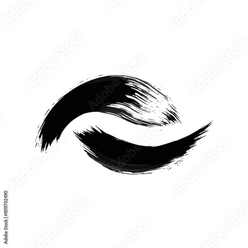 Black brush stroke design element abstract ink painting artistic grunge texture vector illustration art