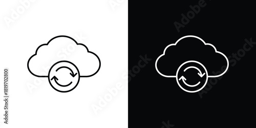 Cloud sync icons vector symbol with editable stroke lines for web designs