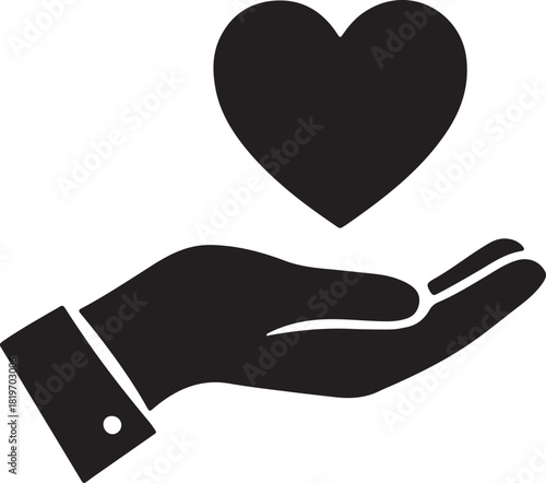 Hand offering a heart silhouette