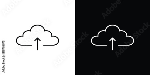 Cloud upload icons vector symbol with editable stroke lines for web designs