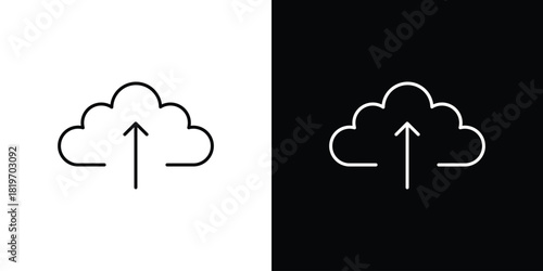 Cloud upload icons vector symbol with editable stroke lines for web designs