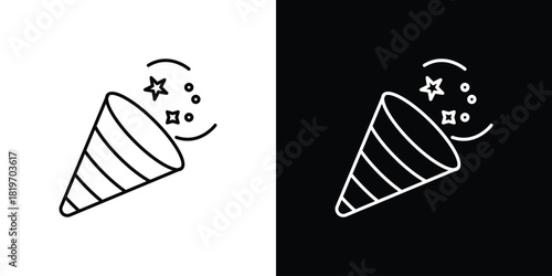 Confetti icons vector symbol with editable stroke lines for web designs