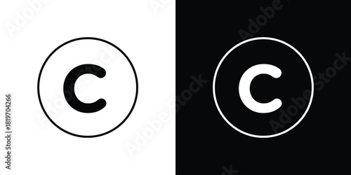 Copyright icons vector symbol with editable stroke lines for web designs