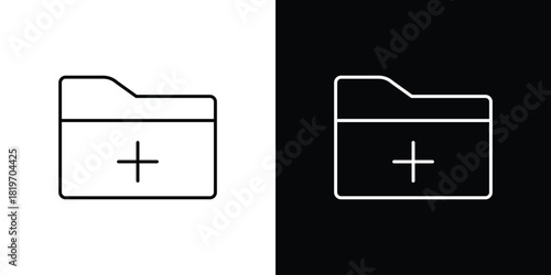 Create folder icons vector symbol with editable stroke lines for web designs