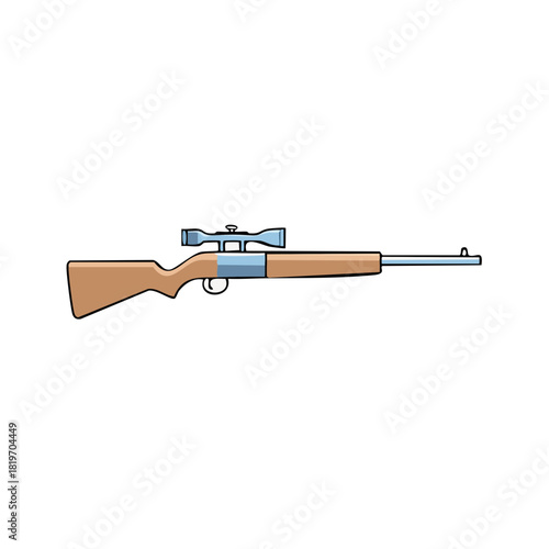 Cartoon illustration of a rifle with a scope, isolated on white background, weapons concept
