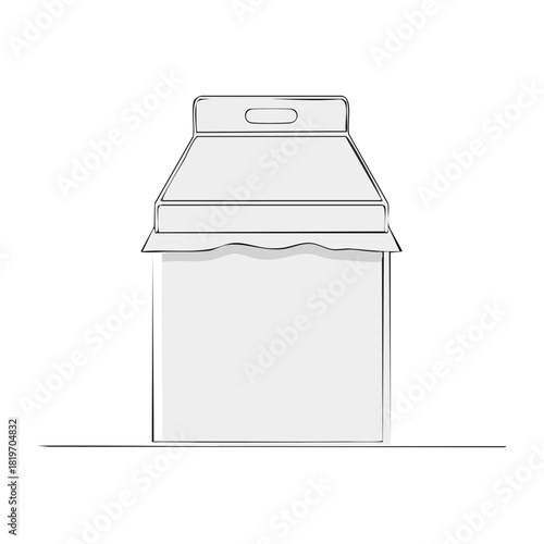 Line art illustration of a generic blank packaging carton box with a carrying handle design