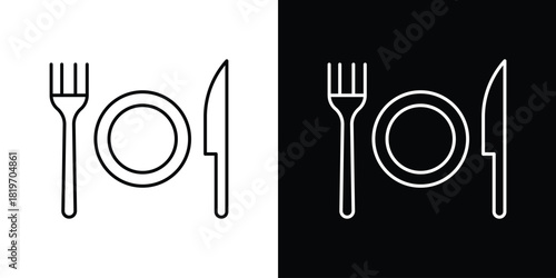 Cutlery icons vector symbol with editable stroke lines for web designs