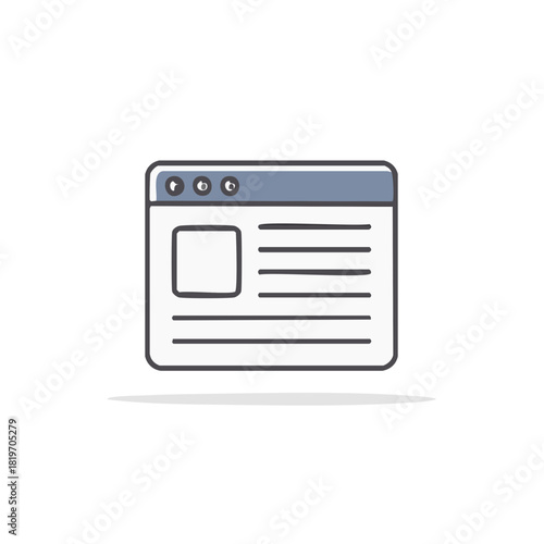 Webpage outline icon. Browser window with page layout and content.