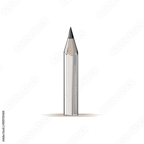 Sharp Graphite Pencil with a Pointed Tip and Wooden Barrel Isolated on White