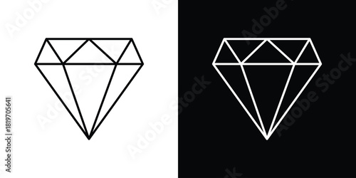 Diamond icons vector symbol with editable stroke lines for web designs