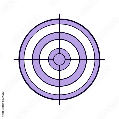 Hand-drawn purple and white concentric bullseye target illustration with crosshairs symbolizing accuracy and precision