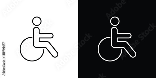 Disable icons vector symbol with editable stroke lines for web designs