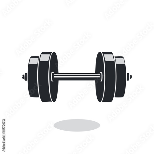 Illustration of a weightlifting dumbbell for fitness training and strength exercises in monochrome