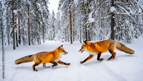 red fox in snow