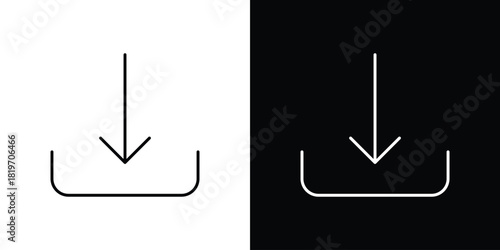 Download button icons vector symbol with editable stroke lines for web designs