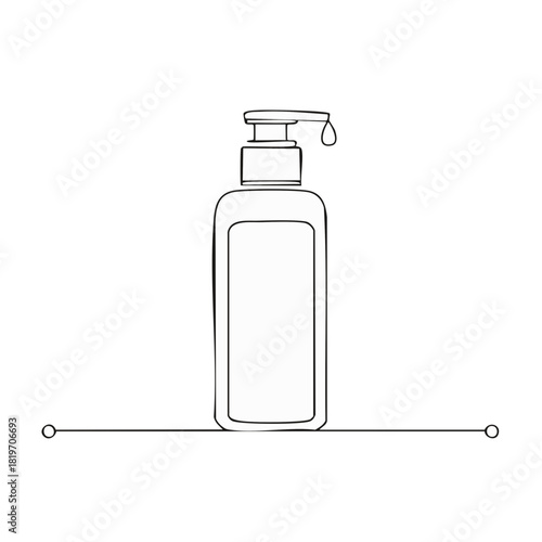 Single Line Drawing of Hand Sanitizer Dispenser with Droplet