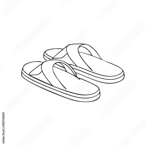 Illustration of a pair of simple flip flops in black outline
