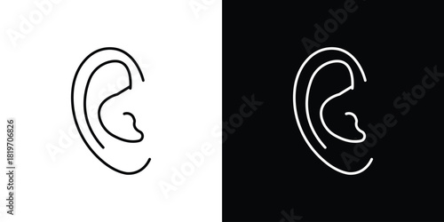 Ear icons vector symbol with editable stroke lines for web designs