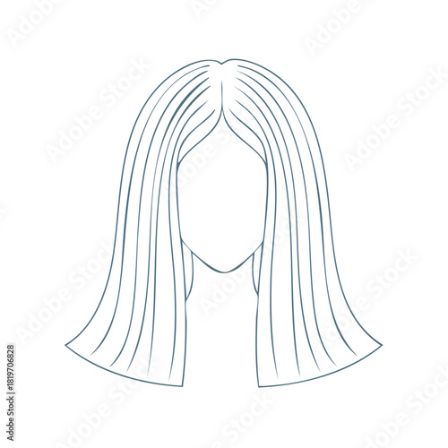 Stylized Outline of a Woman's Face with Long Straight Hair