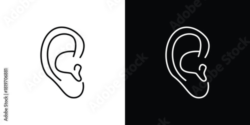 Ear icons vector symbol with editable stroke lines for web designs