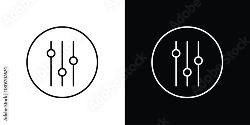Equalizer icons vector symbol with editable stroke lines for web designs