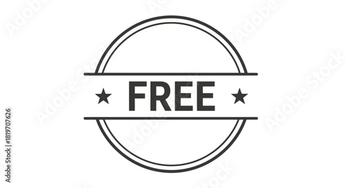A black and white circular stamp with the word "FREE" prominently displayed in the center.