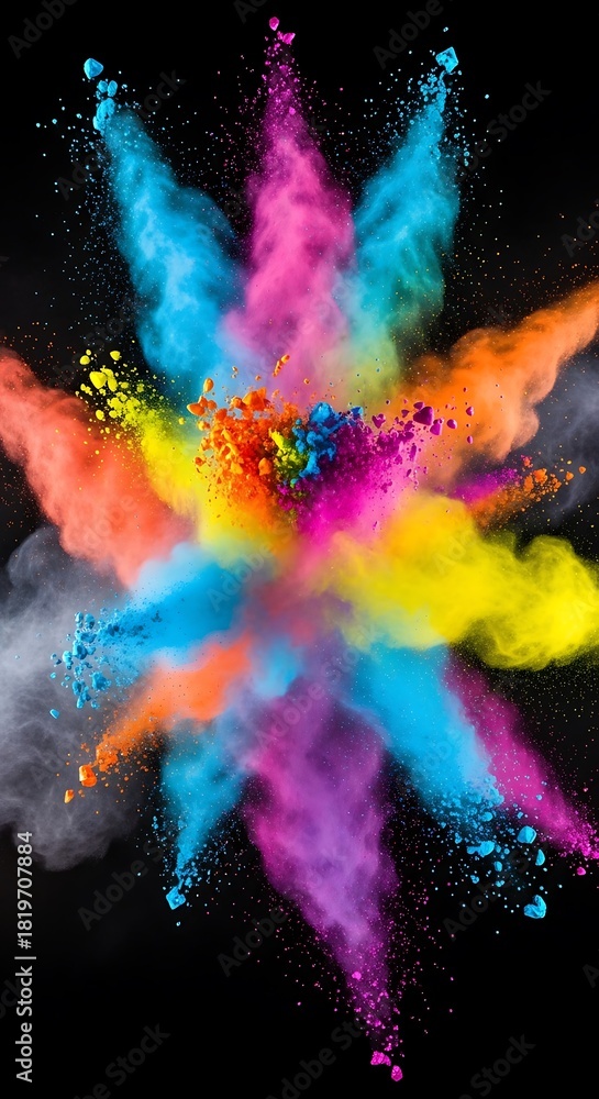 Obraz premium Explosion of Vibrant Colors - A Dynamic Powder Paint Display.
