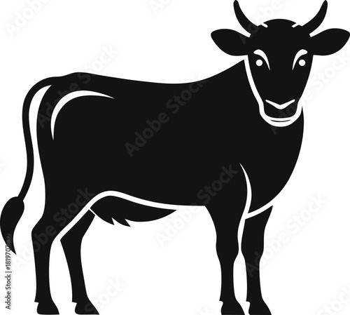 Cow full body silhouette icon, bold vector