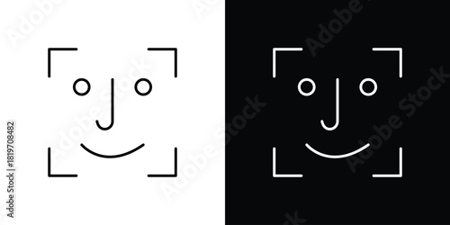Face id icons vector symbol with editable stroke lines for web designs