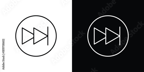 Fast forward icons vector symbol with editable stroke lines for web designs