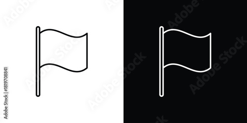 Flag icons vector symbol with editable stroke lines for web designs