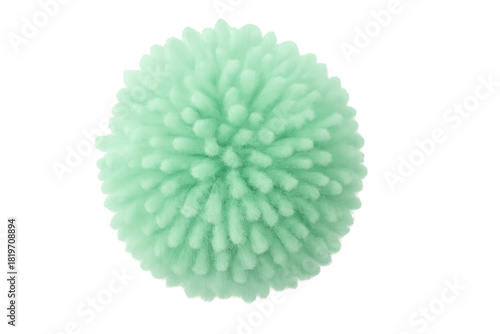 Green fluffy pom-pom ball shape on transparent background