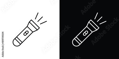 Flashlight icons vector symbol with editable stroke lines for web designs