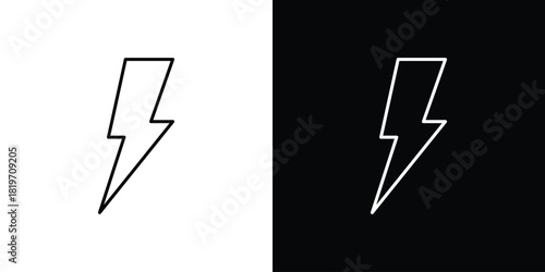 Flash icons vector symbol with editable stroke lines for web designs