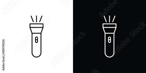 Flashlight icons vector symbol with editable stroke lines for web designs