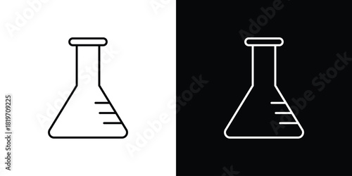 Flask icons vector symbol with editable stroke lines for web designs