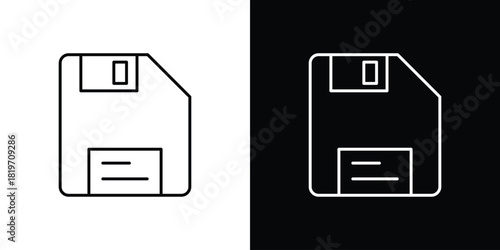 Floppy disk icons vector symbol with editable stroke lines for web designs