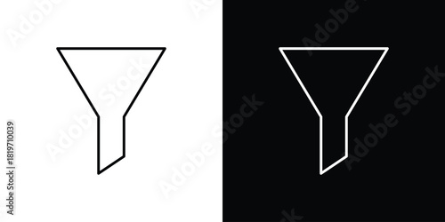 Funnel icons vector symbol with editable stroke lines for web designs