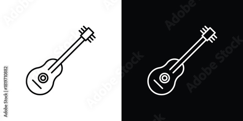 Guitar icons vector symbol with editable stroke lines for web designs